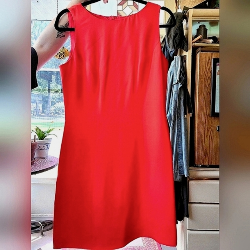 Hugo Buscati Collection 10 Sleeveless Silk Sheath Dress Coral NWT